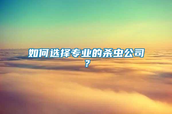 如何選擇專業的殺蟲公司？