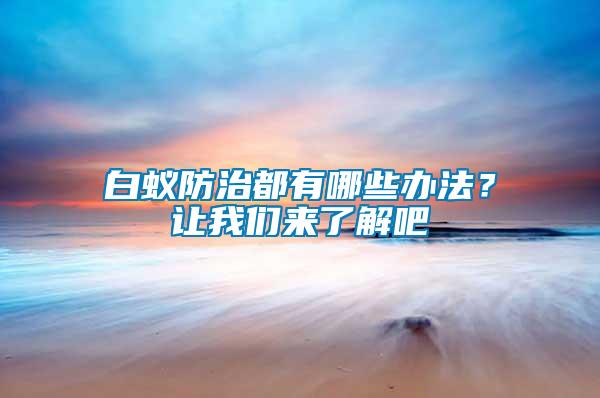 白蟻防治都有哪些辦法？讓我們來了解吧