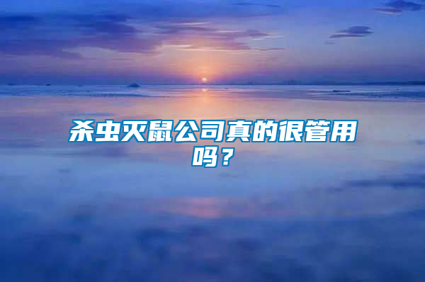 殺蟲滅鼠公司真的很管用嗎？